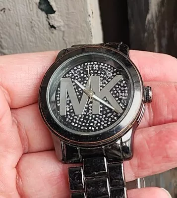 RARE Vintage MK-3113 Michael Kors Watch Wristwatch Black Bling Men's LOOK NR  • $2.99