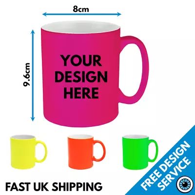 Custom Printed Neon Mug • Personalised Print Cup Gift Image Text Photo Band Mugs • £9.99