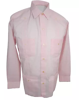 Trevi Vintage 80s Men Guayabera Long Sleeve Pink Mexican Wedding Shirt Sz M NWOT • $38.24