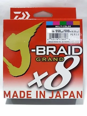 Daiwa J Braid Grand X8 500m Multi Colour Braid Fishing Line - Choose Lb BRAND NE • $99.99