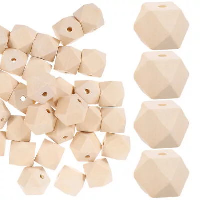 50 Pcs Octagon Wooden Beads DIY Unfinished Wooden Beads Wooden Beads • £11.39