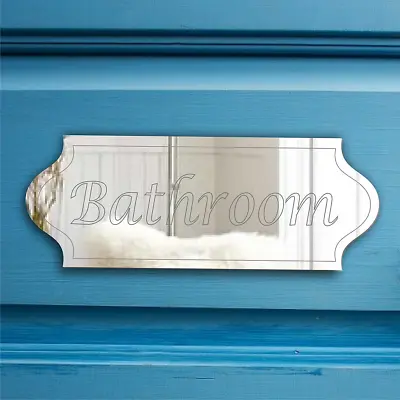 BATHROOM Door Sign Plaque AcrylicMirror School Office Any NameRoom-Stick Or Hang • £7.99