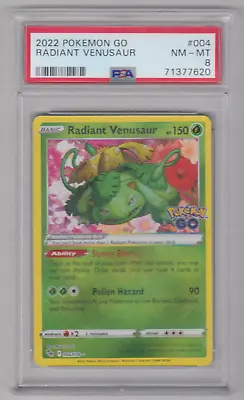 2022 Pokemon Go Radiant Venusaur Card #004 Psa 8 Nm-mt • $14.99