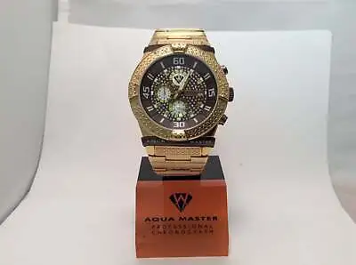 Men Aqua Master Jojo Joe Rodeo Bronze Yellow Steel Band 46mm Diamond Watch W#345 • $207