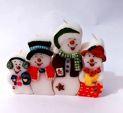 VTG  Snowman Carolers Candles 4 Fit Together Christmas Candles  • $7