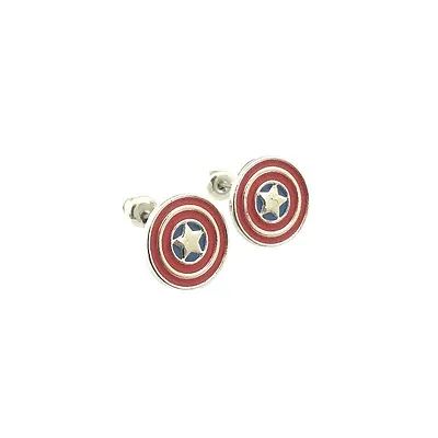 Captain America Shield Post Earrings Marvel Superhero Super Hero W/Gift Box New  • $10.96
