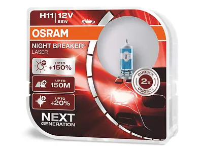 Osram H11 Night Breaker LASER Halogen Headlight Bulb | 64211NL | Pack Of 2 • $31.99