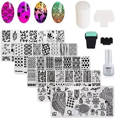 AIMEILI Nail Art Stamping Template Manicure Tool Kit Stainless Steal Plates NEW  • $22.65