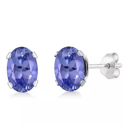 1.00 Ct Oval Tanzanite 925 Sterling Silver Stud Earrings 6X4mm • $33.99