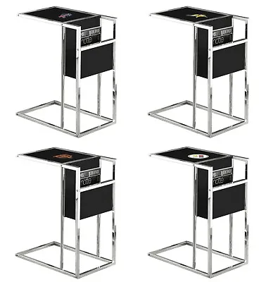 End Table NFL Team Logo On Glass Top Of Black And Chrome TV Tray Magazine Rack  • $139.88