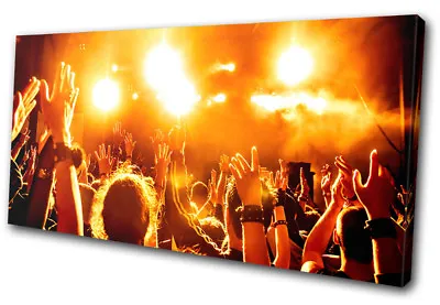 Concert Crowd Dancing Music DJ Club SINGLE CANVAS WALL ART Picture Print • £29.99