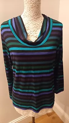 David Nieper Size 16 3/4 Sleeve Striped Stretch Top. VGC. • £12