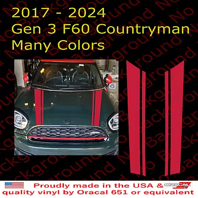 Bonnet Racing Stripes Hood Vinyl Decals Fits Mini Cooper S Countryman JCW F60 • $22.99