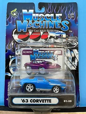 1/64 Muscle Machines 1963 Chevrolet Corvette Blue B36 • $8