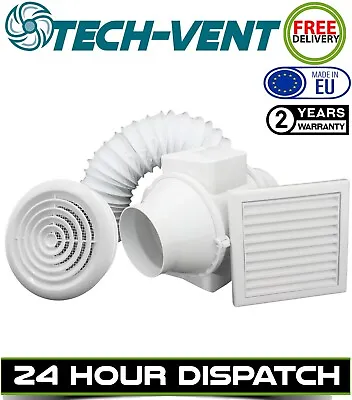 4 Inch Inline Bathroom Extractor Fan Kit Silent Timed Universal Loft • £53.99