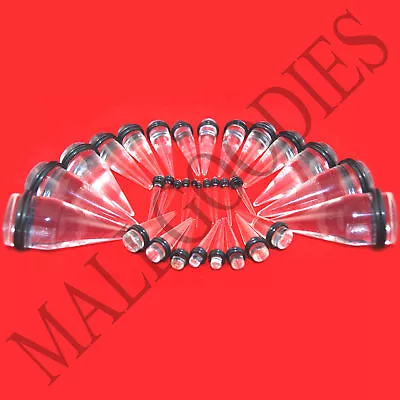 V033 Acrylic Clear Stretchers Tapers Expanders Ear Plugs 14G To 1  Kit 3 Pairs • $9.95