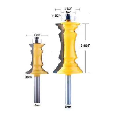 2 Bit Miter Frame Molding Router Bit Set 8mm Shank • $25.63