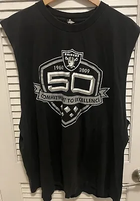 LA Oakland Raiders 50 Commitment To Excellence 1960 2009 Men’s Black T Shirt 2XL • $29.99