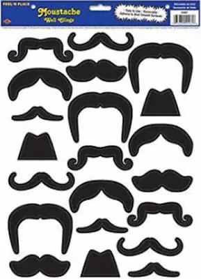 MOUSTACHE Wall Stickers 21 Decals Room Decor Men Hair Handlebar Black Self-stick • $8.95