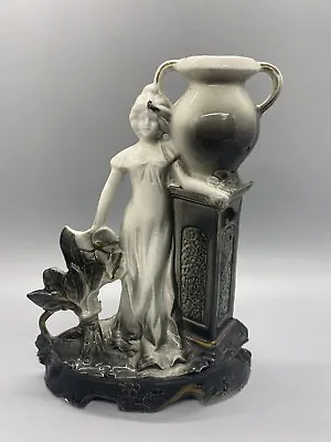 Vintage Parian PORCELAIN Figure Lady Vase Column Urn Art Nouveau #5652 • $15