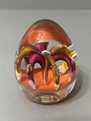 Scottish Glass Vintage Paperweight Paul Ysart  H  Cane Fountain Magenta Petals • £110