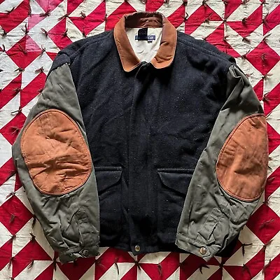 Vintage Nautica Wool And Leather Bomber Jacket Mens XL As Is Worn Flaws • $17