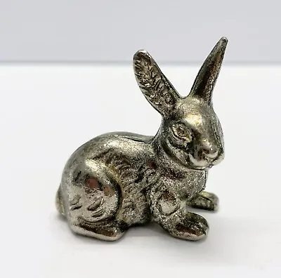 Vintage Miniature Bunny Rabbit Hare 1.5” Animal Figure; Pewter Or Metal • $12