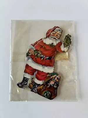 Dennison Christmas Die-Cut VINTAGE SANTA (x4) SEALED Cellophane Left Hand Raised • $24.99