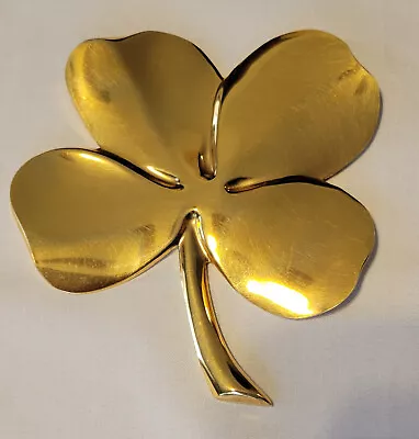 Vintage 24k Gold Plated 4 Leaf Clover Shamrock Paperweight Wall Decoration • $12.99