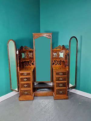 An Antique Victorian Burr Walnut Dressing Table Chest Of Drawers ~Delivery Avail • £215