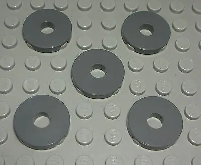 LEGO Tile - Tile Round With Hole 2x2 New Dark Grey 5 Piece (1280 #) • £1.04