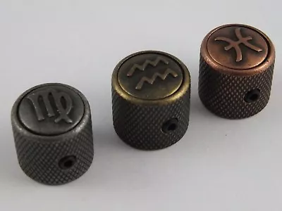  TELECASTER GUITAR KNOBS ZODIAC Star Sign In 3 Antique Metal Finishes • £4.95