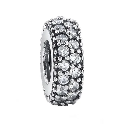 PAVE CHARM SPACER - Solid 925 Sterling Silver European Bead Charm-CZ • $13.88