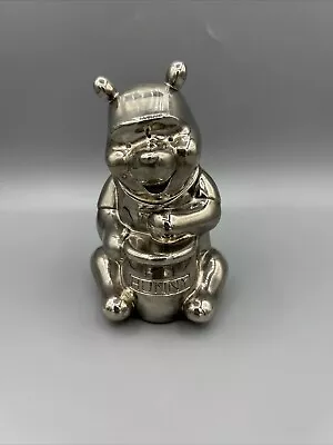 Vintage Disney Winnie The Pooh Old Silver Plated Piggy Bank Money Box 5  Statue • $88.04