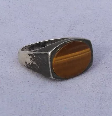 Vintage TIGER EYE Banded MENS RING Sterling Silver Jewelry 925 CUSTOM Reversible • $32