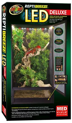 Zoo Med ReptiBreeze LED Deluxe Open Air Aluminum Screen Habitat (Reptile) Medium • $145.06