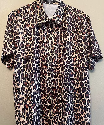 Leopard Button Shirt Short Sleeve Men's Size M • $15