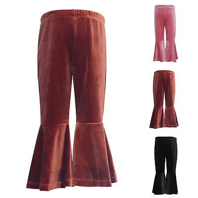 Toddler Kids Baby Girl Bell Bottoms Velvet Flare Pants Ruffle Leggings Trousers • $14.99