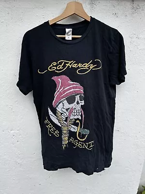 Vintage Ed Hardy  Free Agent Skull T Shirt Don Ed Hardy Design! • £14.99