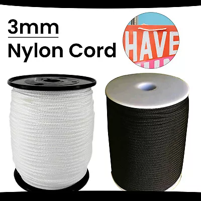 £3.49 • Buy 3mm Nylon Cord String Drawstring Tying Picture Hanging Tent Ropes Crochet Craft