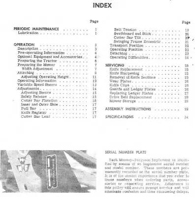 31 OPERATOR MAINTENANCE MANUAL FITS Massey Ferguson 31 MF31 SICKLE BAR MOWER • $18.79