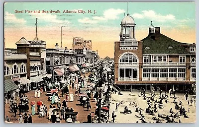 Atlantic City New Jersey - Steel Pier & Boardwalk Scene - Vintage Postcard • $16.99