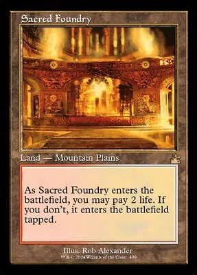 Sacred Foundry: MtG Magic The Gathering Ravnica Remastered Retro Frame Rare • $15.49