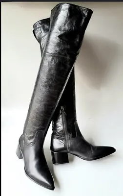 MIU MIU PRADA Black Suede 39.5/9 Over The Knee BOOTS Pointed Thigh High Pointy • $149
