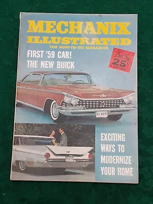 Oct. 1958 Mechanix Illustrated THE-HOW-TO-DO Mag. FIRST 1959 CAR THE NEW BUICK • $15