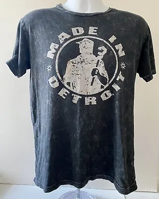 Made In Detroit Grey Black Tie Dyed Distressed Logo T-shirt Mens Size Medium • $15