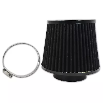 3  Black High Flow Universal Racing Air Filter With Clamp Washable / Reusable • $21.21