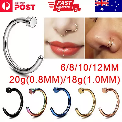 Nose Lip Ear Ring Hoop Rings Surgical Steel Body Piercing Earring Stud C-Shaped • $4.78