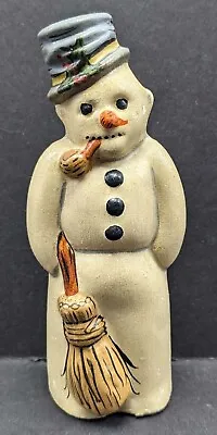 1991 Vaillancourt Folk Art Snowman Corn Pipe & Broom Figurine #2471 Sutton Mass • $70