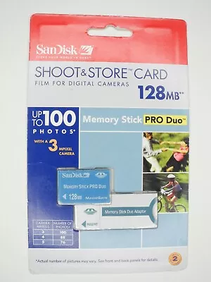 NEW SanDisk 128MB MEGABYTE Memory Stick Pro Duo Card For Sony Camera W/ Adapter • $19.99